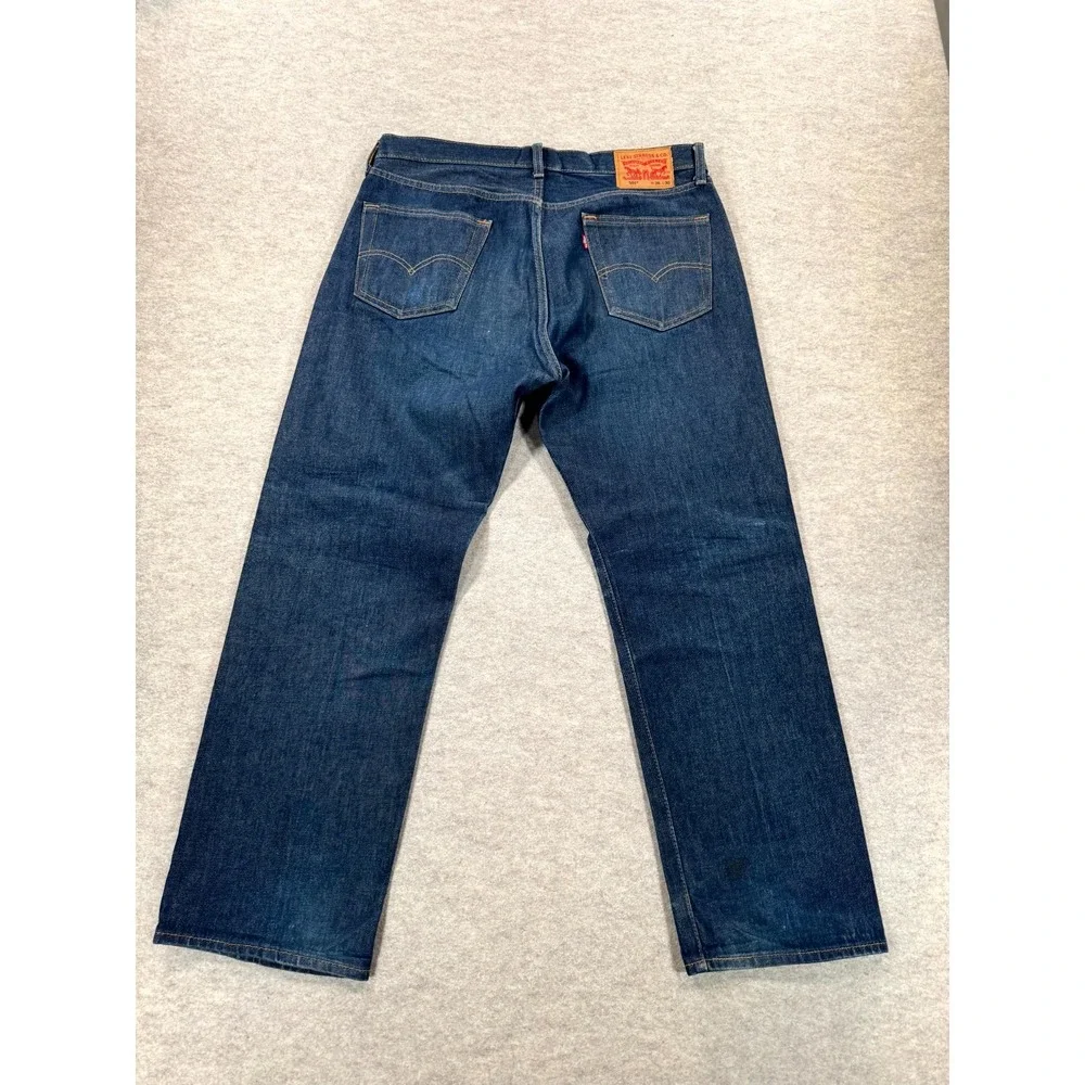 Levi's 501 Jeans Mens 36x30 Blue Denim Red Tab High Rise Button Fly Straight Leg